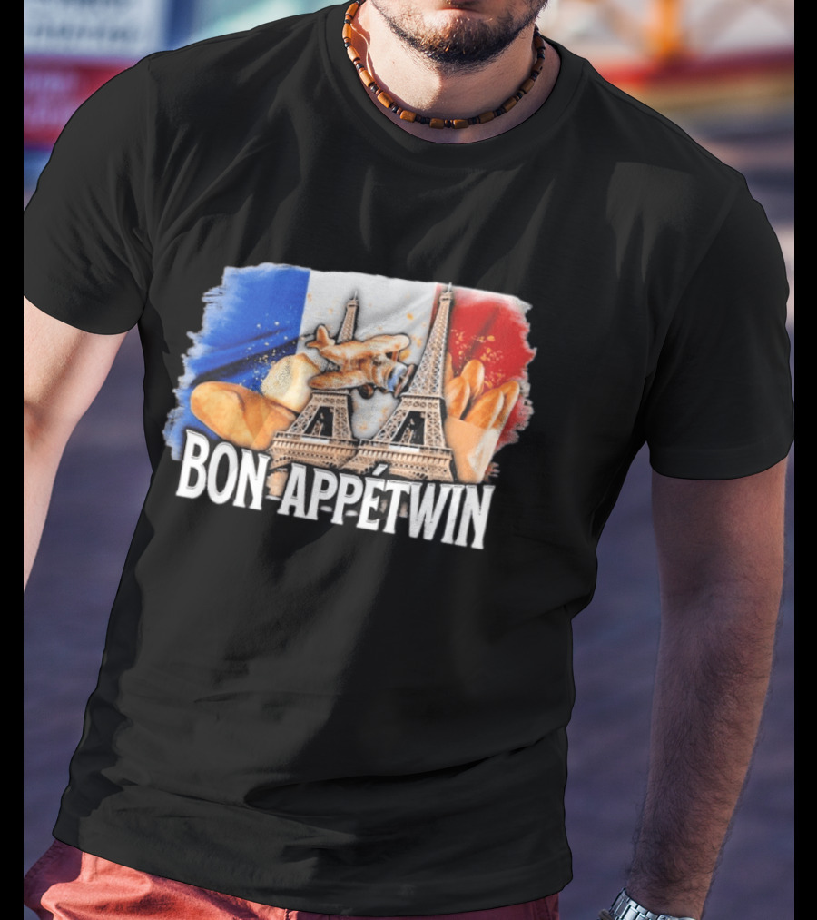 Bon Appetwin French Baguettes Eiffel Tower Paris Flag T-Shirt