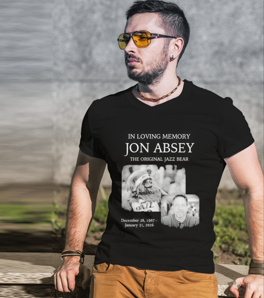 In Loving Memory Jon Absey The Jazz Bear December 28 1967 January 31 2026 Utah Jazz T-Shirt