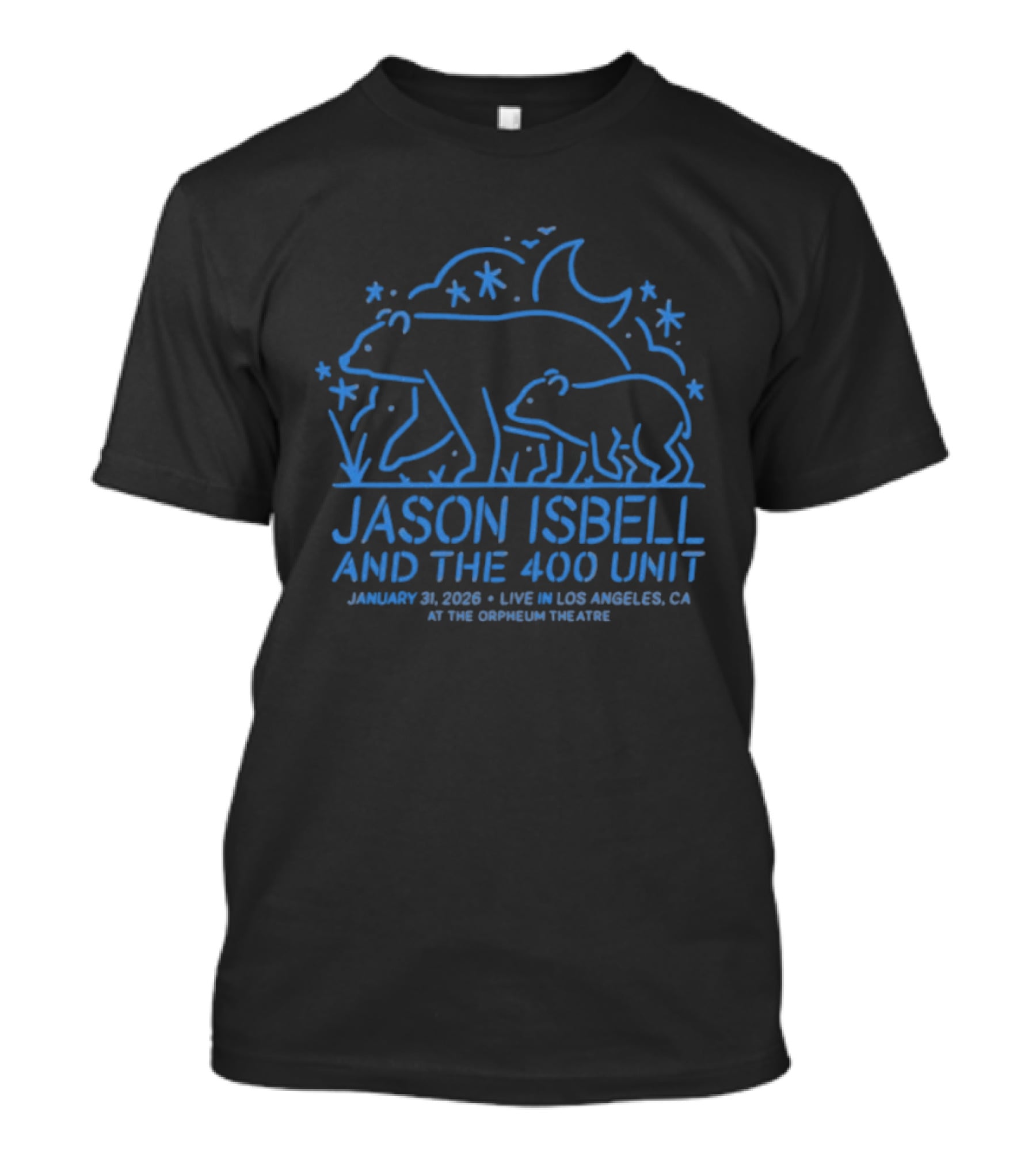 Jason Isbell And The 400 Unit Live At The Orpheum Theatre Los Angeles CA January 31 2026 Bears Moon Stars T-Shirt