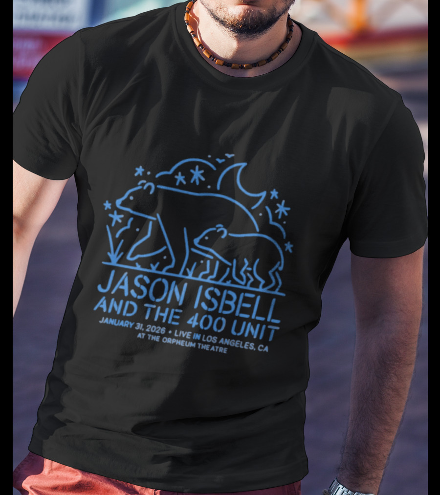 Jason Isbell And The 400 Unit Live At The Orpheum Theatre Los Angeles CA January 31 2026 Bears Moon Stars T-Shirt
