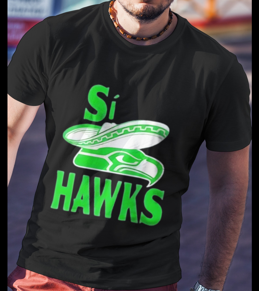 Si Hawks Mexican Sombrero Green Hawk T-Shirt