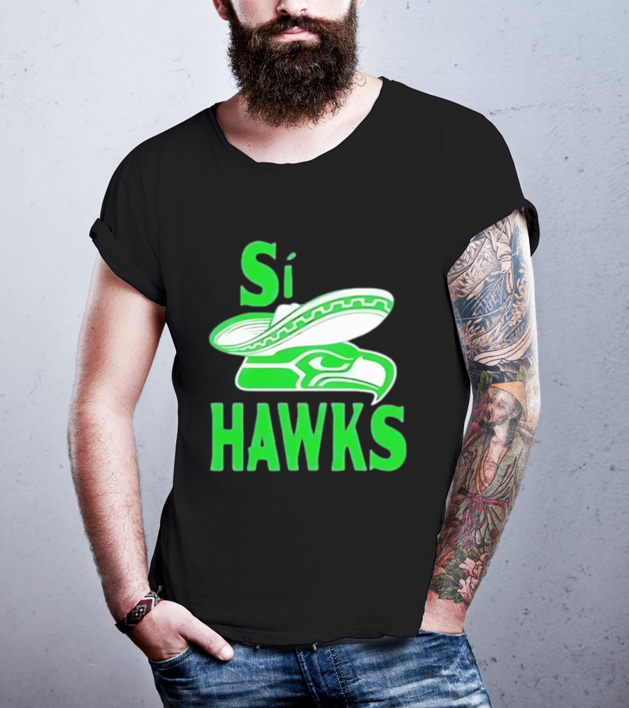 Si Hawks Mexican Sombrero Green Hawk T-Shirt