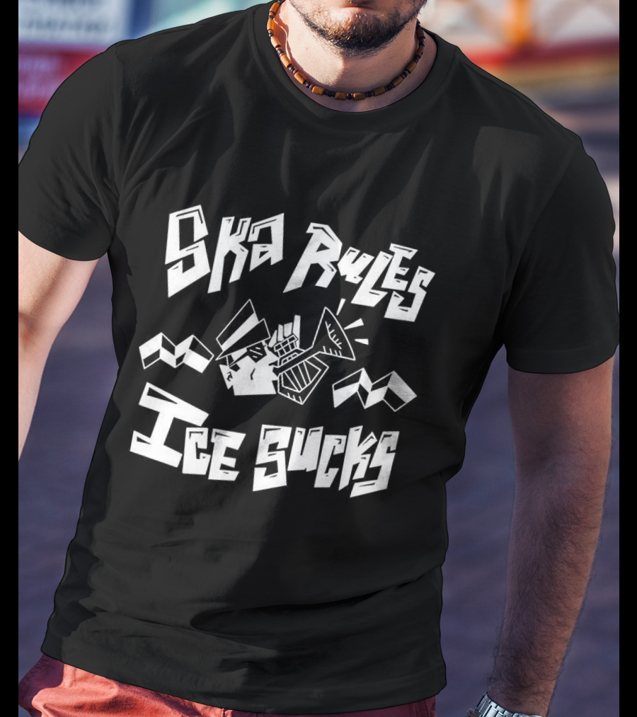 Ska Rules ICE Bucks Music Horns Checkered T-Shirt