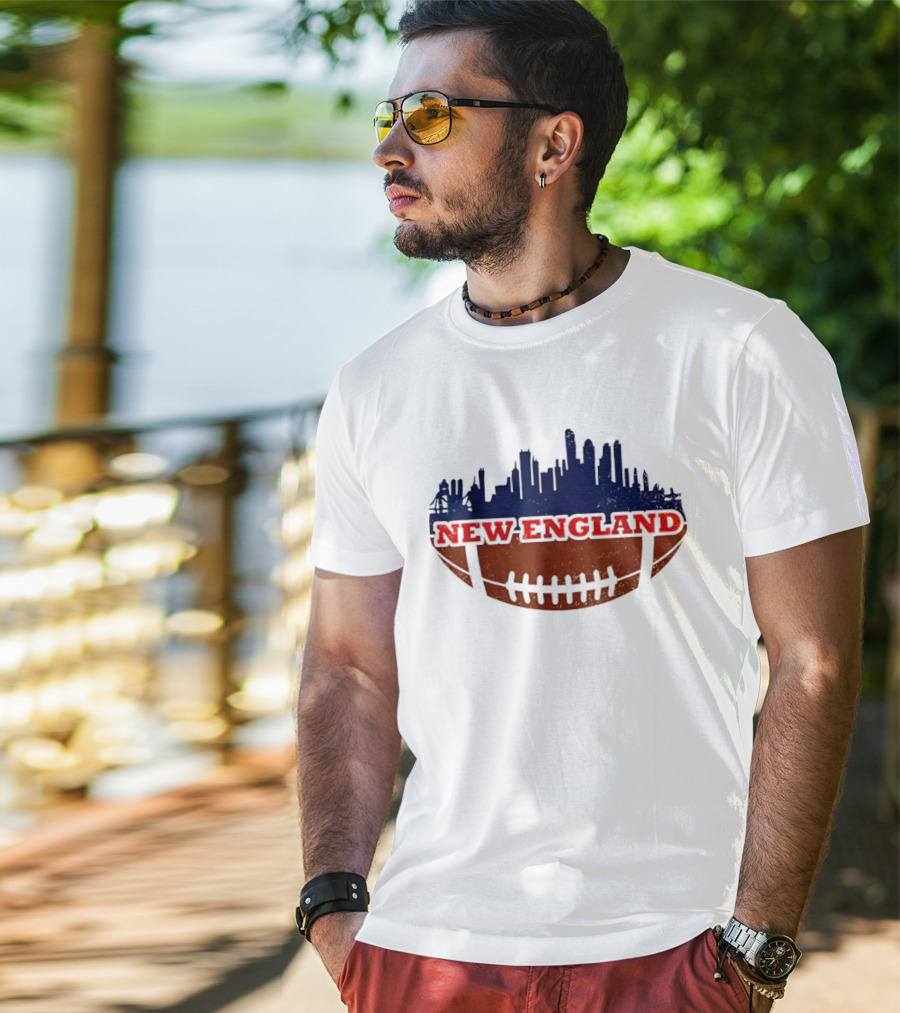 New England Football Skyline Cityscape T-Shirt