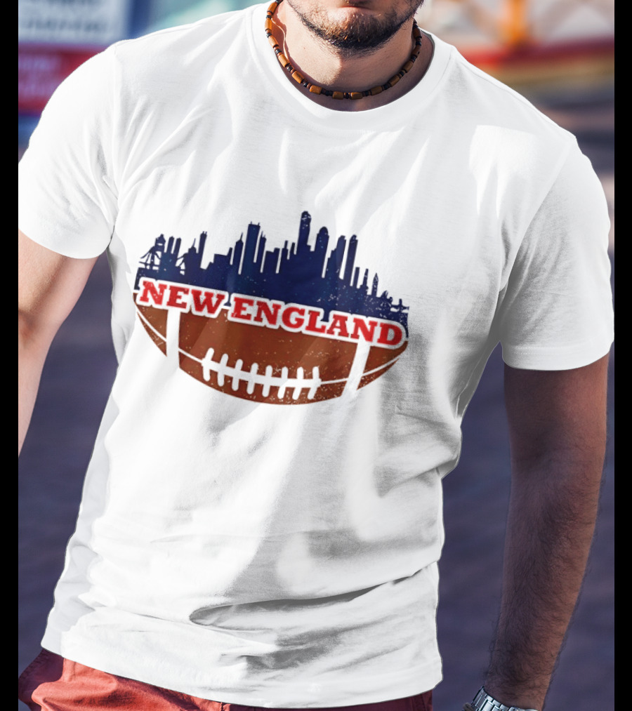 New England Football Skyline Cityscape T-Shirt