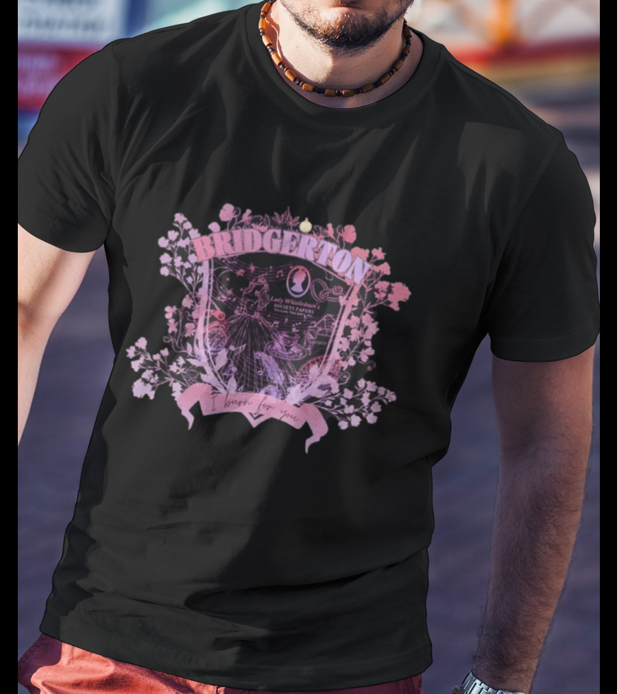 Bridgerton Lady Whistledown Society Papers I Burn For You Vintage Floral Crest T-Shirt