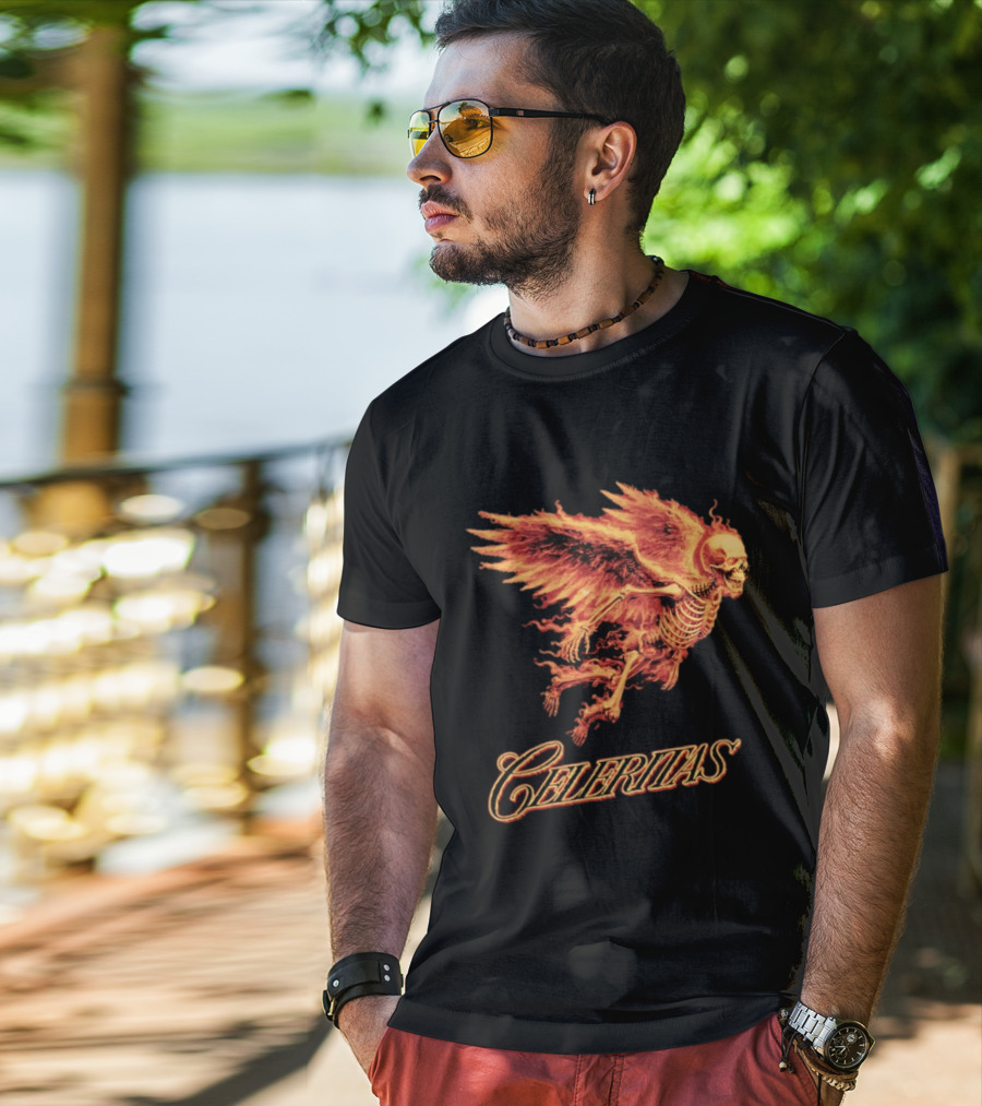 Celeritas Flaming Angel Skeleton Wings 2026 Speed T-Shirt
