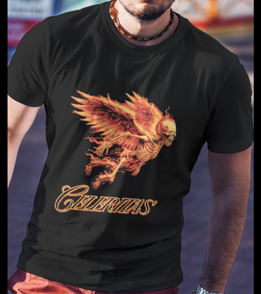 Celeritas Flaming Angel Skeleton Wings 2026 Speed T-Shirt