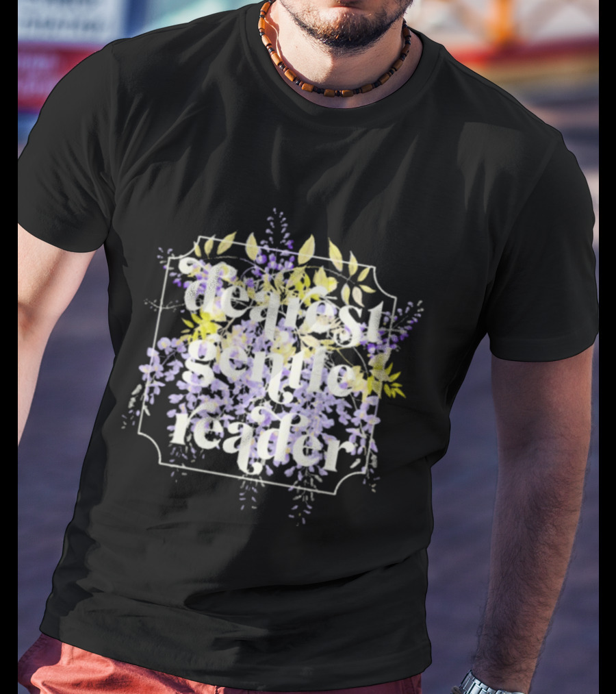 Dearest Gentle Reader Whistle Down Floral Lavender Yellow Botanical T-Shirt