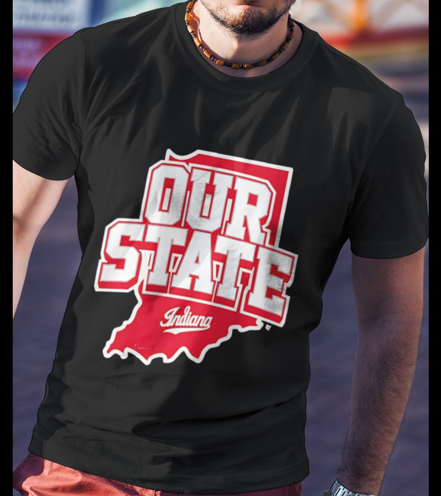 Our State Indiana Red Map College Sports Indiana T-Shirt