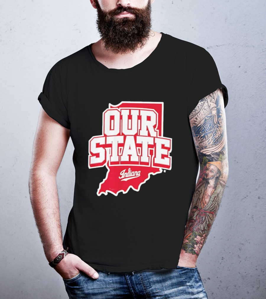 Our State Indiana Red Map College Sports Indiana T-Shirt