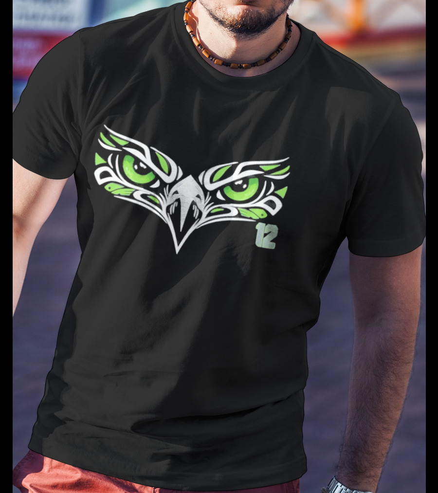 Seattle Seahawks City Hawk Eye Symbol 12th Man T-Shirt