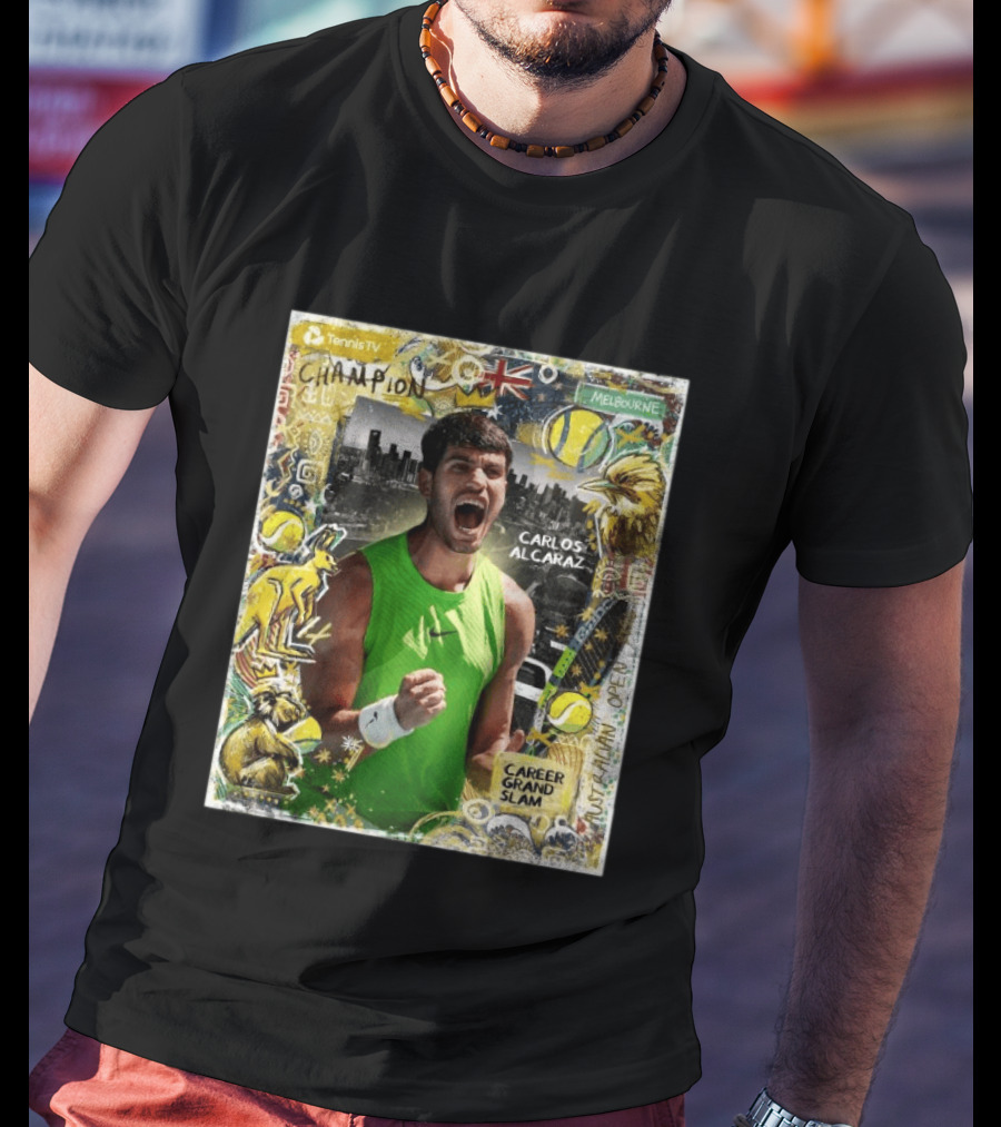 Carlos Alcaraz Champion Career Grand Slam Melbourne Tennis TV T-Shirt