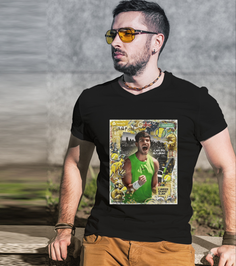 Carlos Alcaraz Champion Career Grand Slam Melbourne Tennis TV T-Shirt