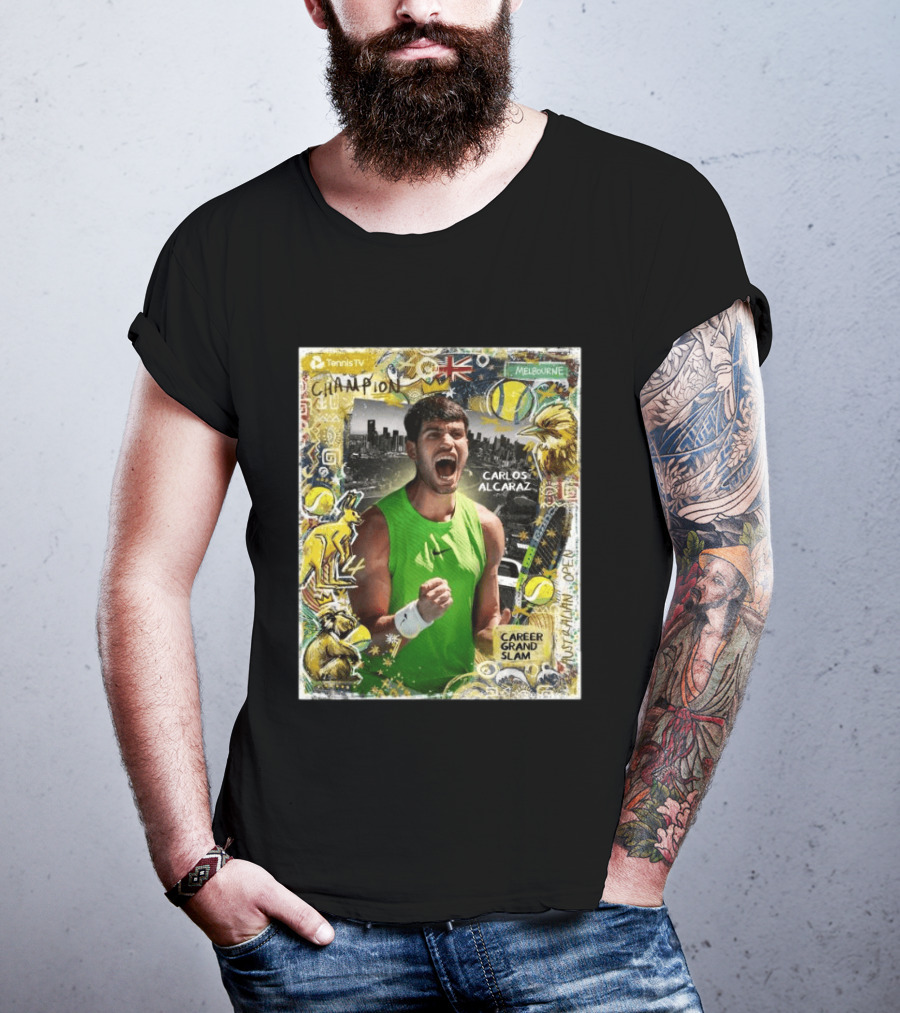 Carlos Alcaraz Champion Career Grand Slam Melbourne Tennis TV T-Shirt