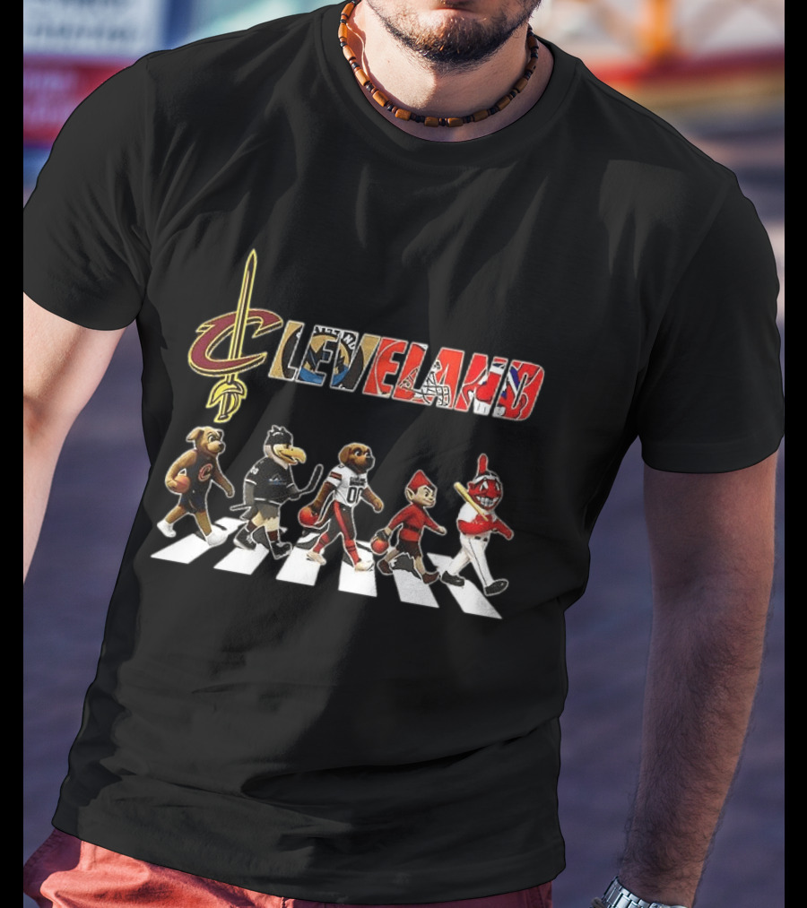 Cleveland Browns Guardians Monsters Cavaliers Charge Crossing Road T-Shirt