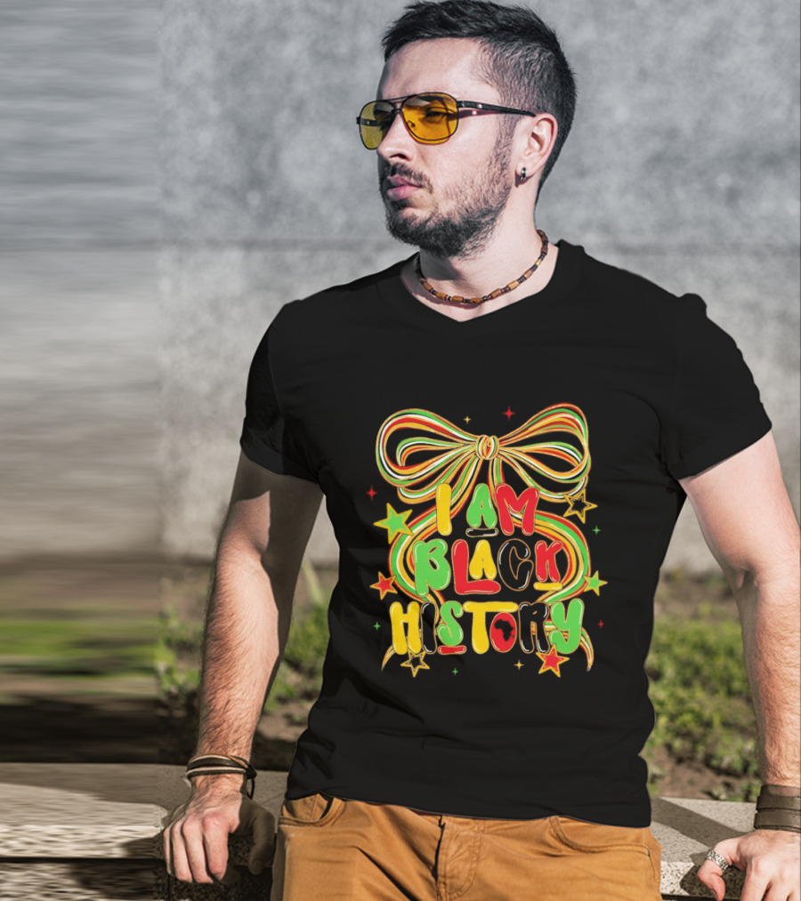 Coquette I Am Black History Colorful Ribbon Stars Black History Month T-Shirt