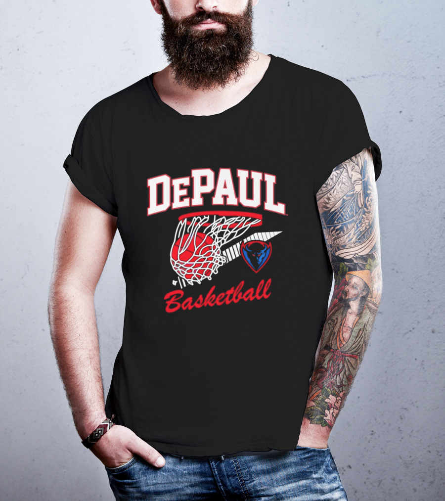 DePaul Blue Demons Basketball Hoop Throwback T-Shirt