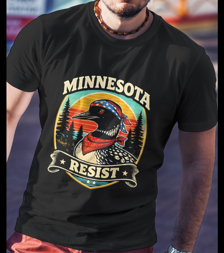 Minnesota Loons Resist Vintage American Bandana And Sunset T-Shirt
