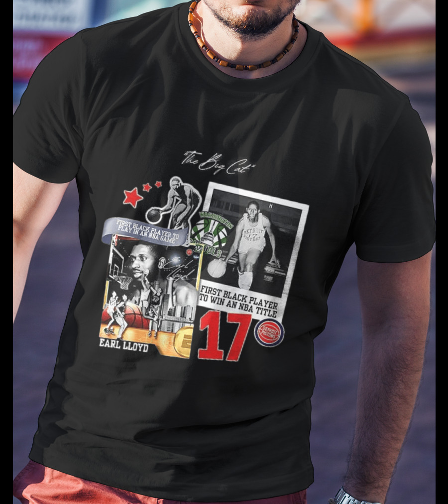 Earl Lloyd First Black Player Detroit Pistons Washington Capitols NBA Title 17 T-Shirt