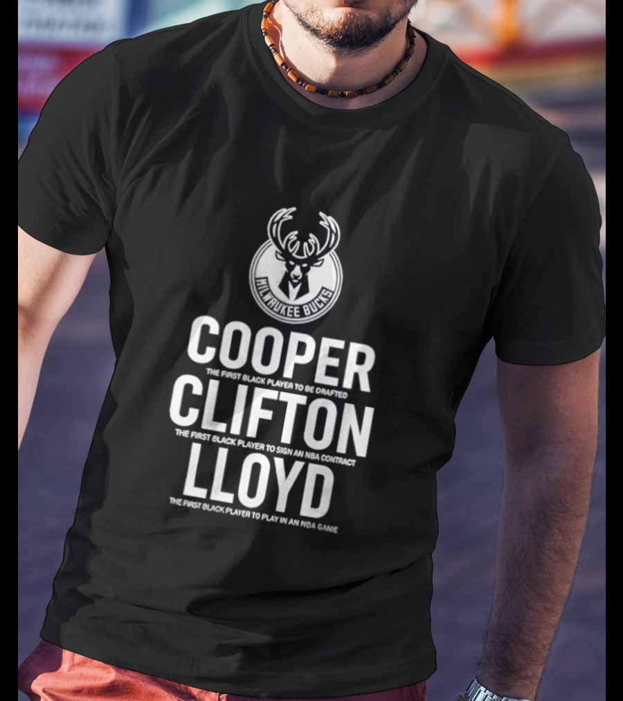 Milwaukee Bucks NBA Pioneers Cooper Clifton Lloyd First Black Players Milestones T-Shirt