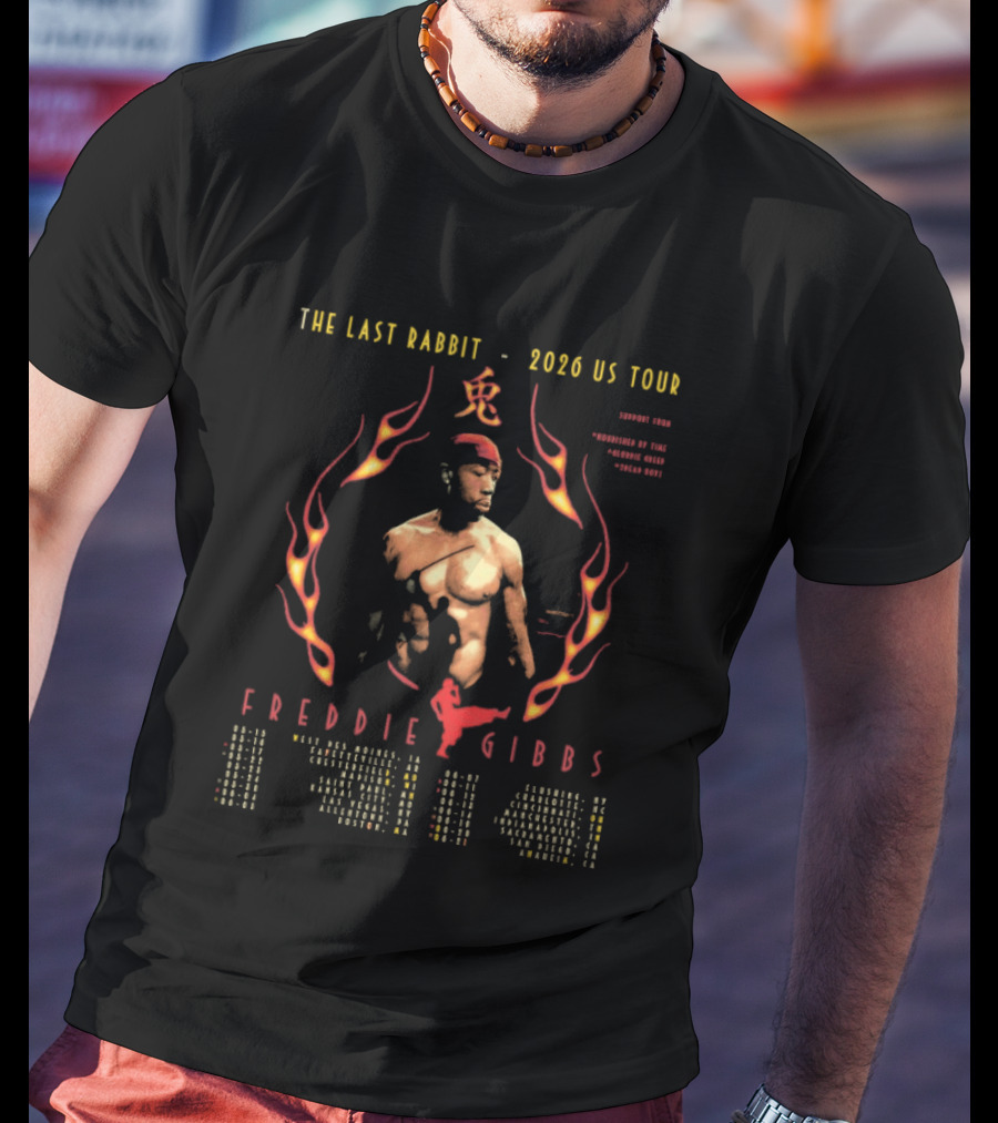 The Last Rabbit 2026 US Tour Freddie Gibbs Flames T-Shirt