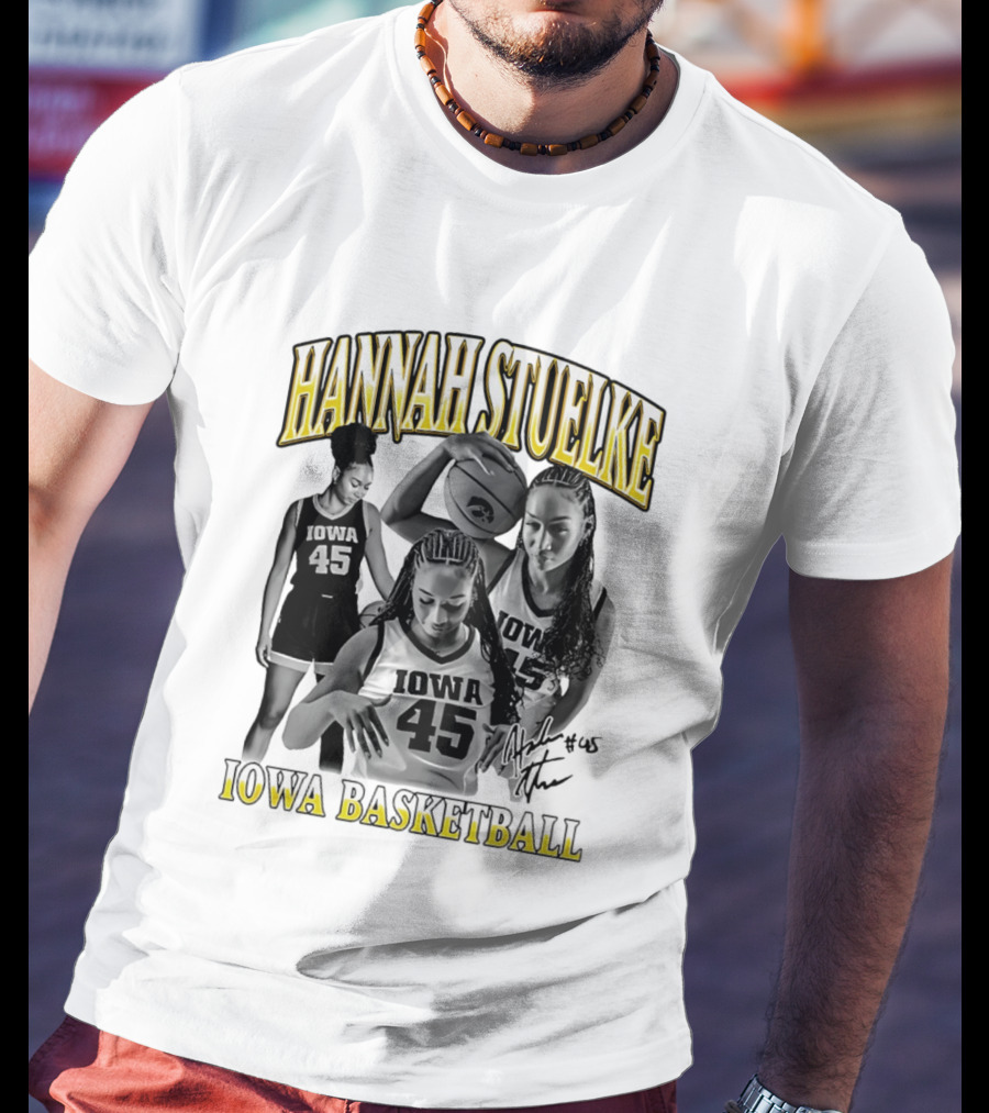 Hannah Stuelke Iowa Basketball #45 Player Collage T-Shirt