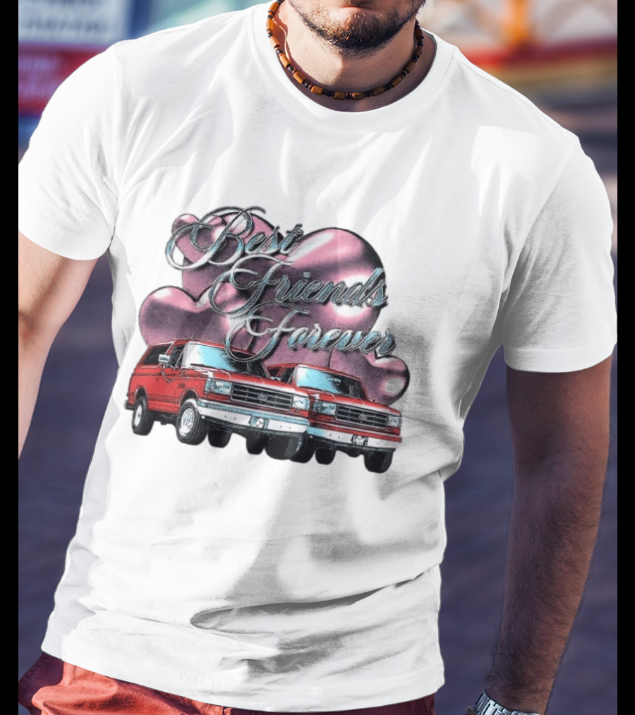 Best Friends Forever Classic Ford Cars With Pink Heart T-Shirt