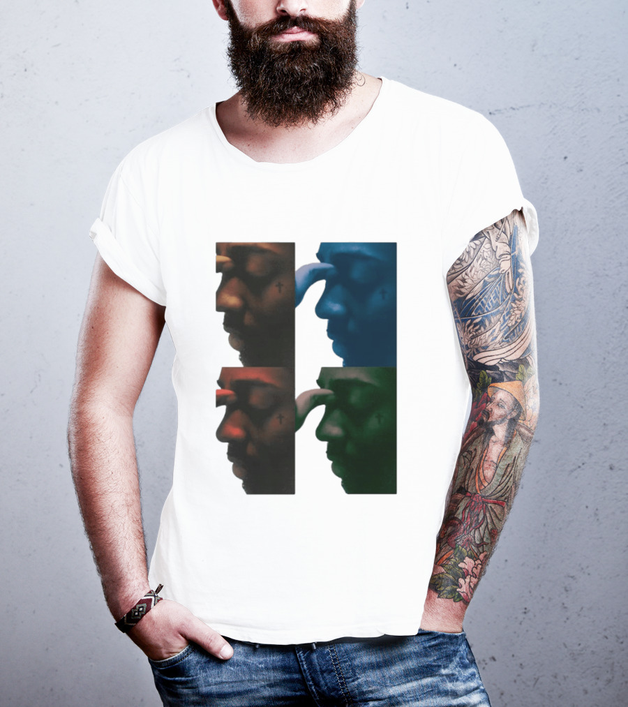 Brent Faiyaz Album Cover Cross Tattoo Four Panel Side Profile T-Shirt