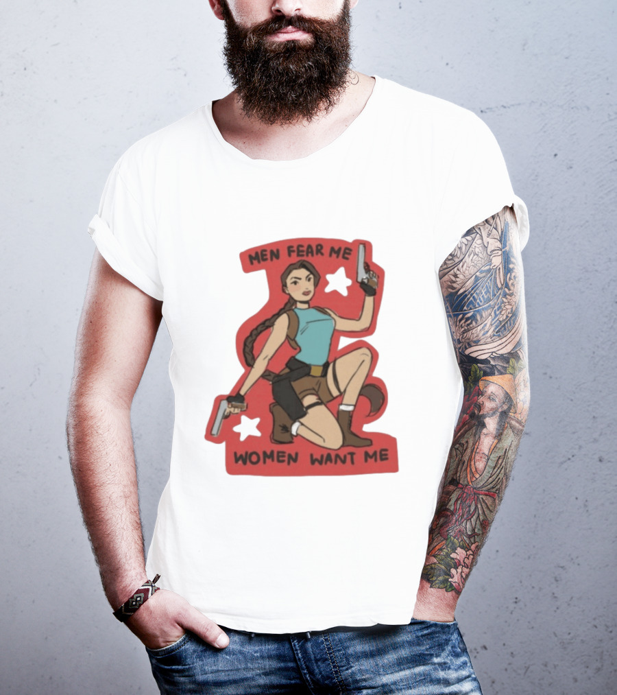Men Fear Me Women Want Me Woman With Guns And Stars T-Shirt