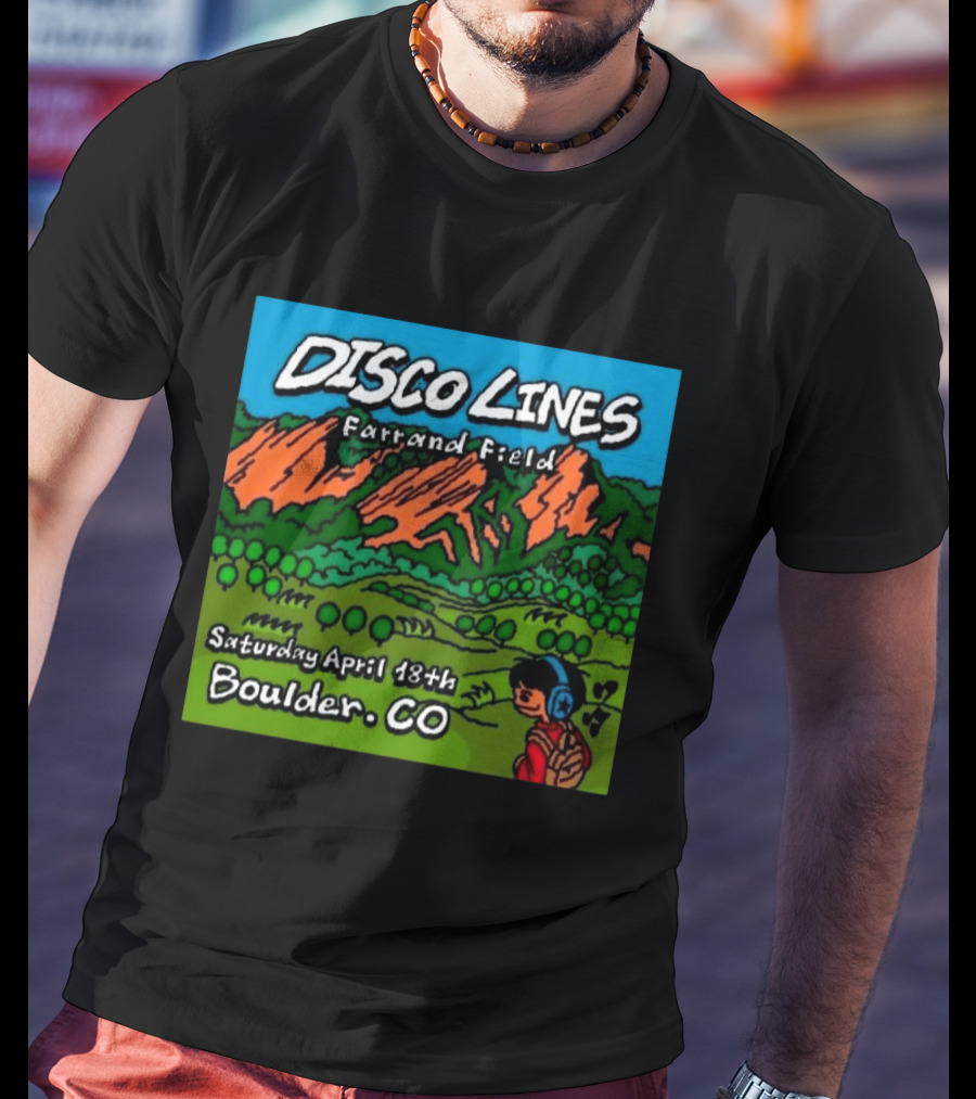 Disco Lines Farrand Field Saturday April 18th Boulder CO T-Shirt