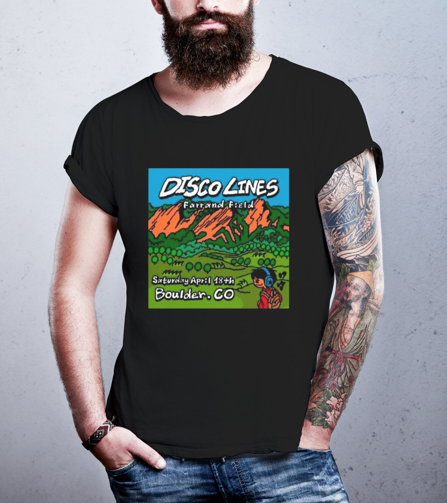 Disco Lines Farrand Field Saturday April 18th Boulder CO T-Shirt
