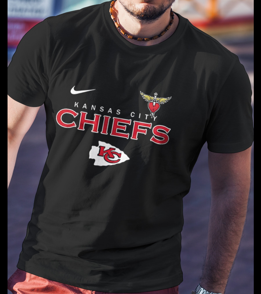 Nike Kansas City Chiefs Bon Jovi It's My Life Heart Wings T-Shirt