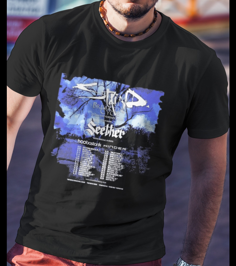 Staind Break The Cycle 25th Anniversary Tour Featuring Seether Hoobastank Hinder 2023 Dates T-Shirt