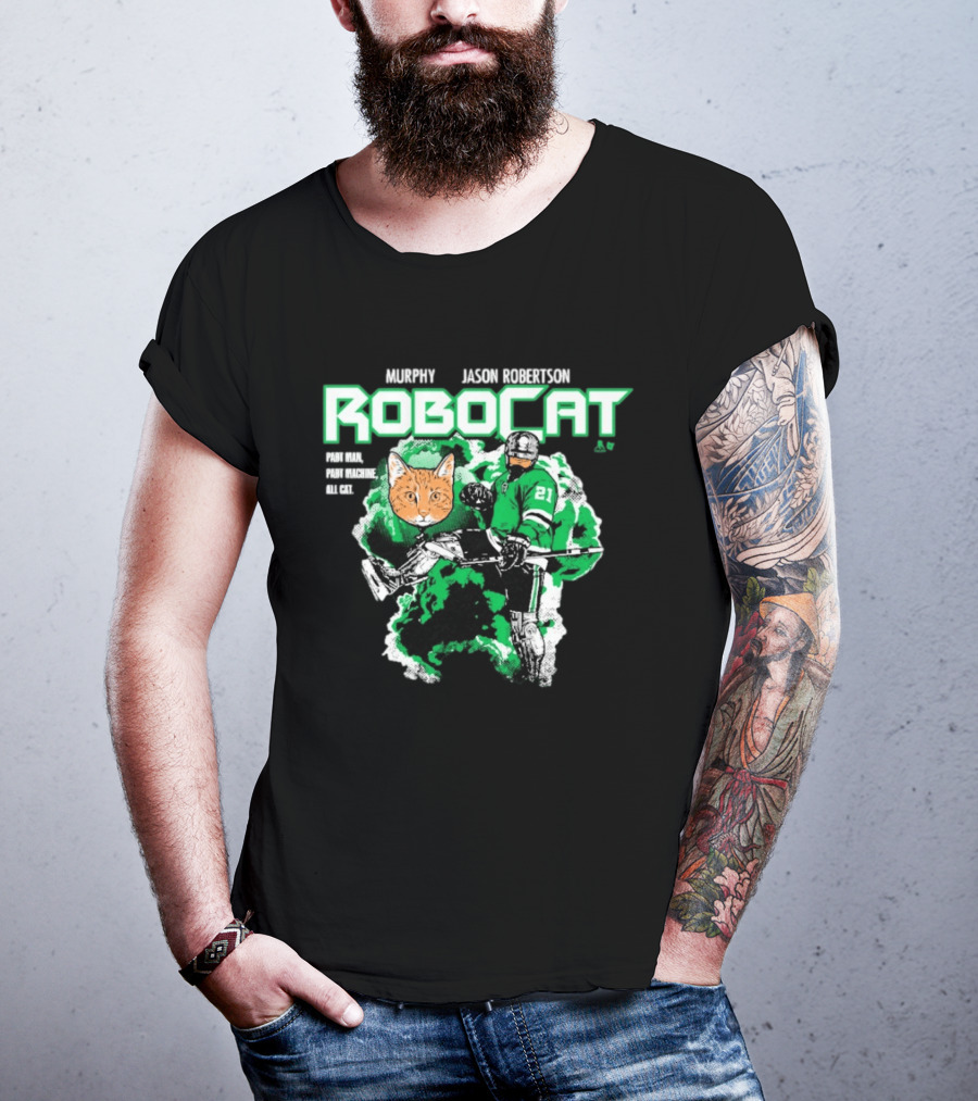 Jason Robertson RoboCat Hockey Player With Cat Head T-Shirt