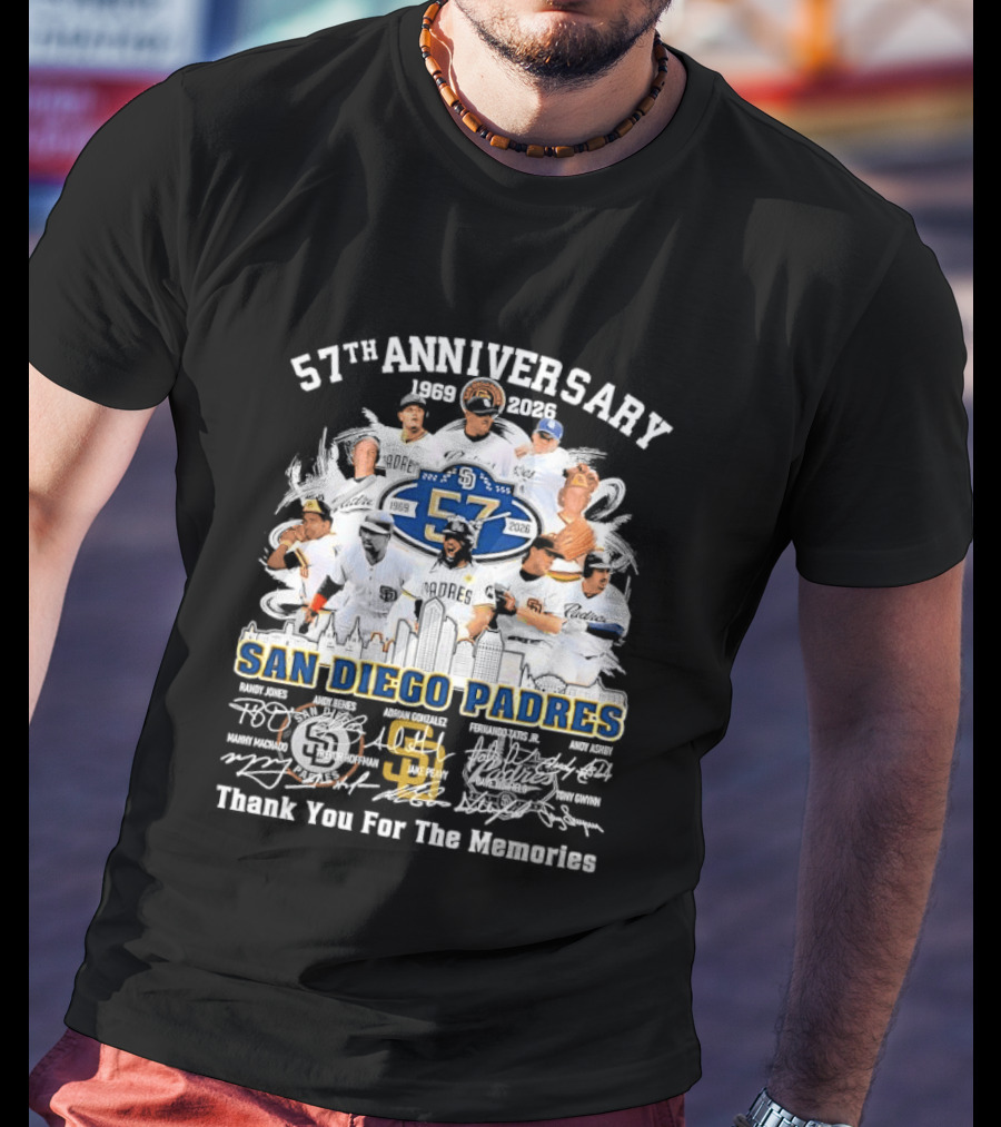 San Diego Padres 57th Anniversary 1969 2026 Thank You For The Memories T-Shirt