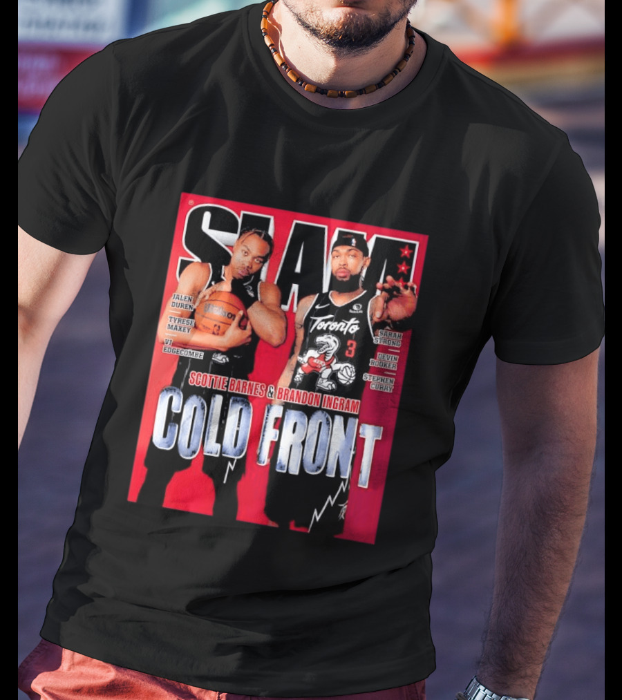 Slam Magazine Cover Featuring Scottie Barnes Brandon Ingram Cold Front Toronto T-Shirt