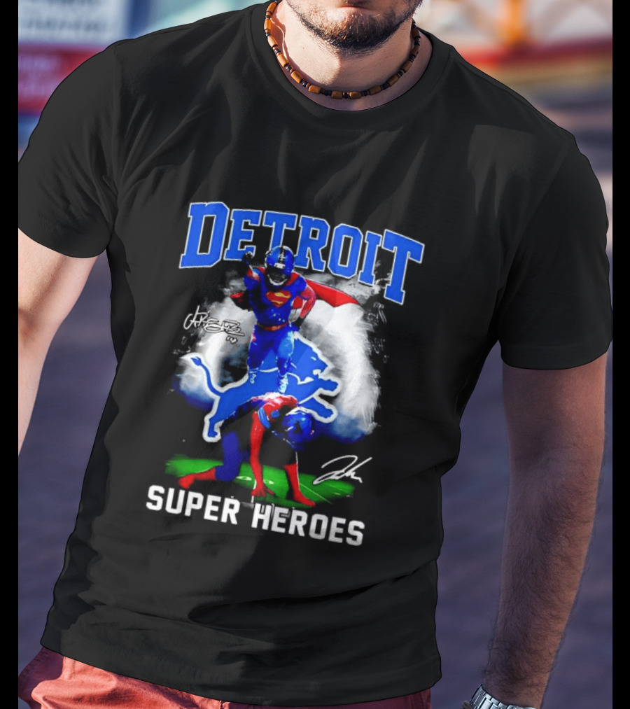Detroit Lions Super Heroes Champion Legend T-Shirt
