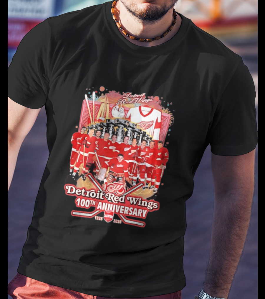 Detroit Red Wings 100th Anniversary 1926 2026 Team Celebration T-Shirt