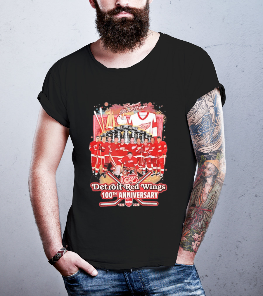 Detroit Red Wings 100th Anniversary 1926 2026 Team Celebration T-Shirt
