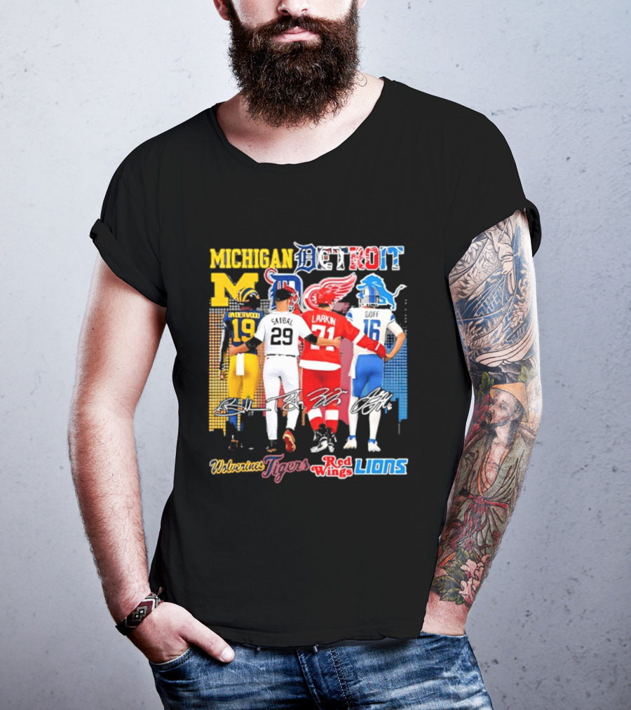 Michigan Wolverines X Tigers X Red Wings X Lions Detroit Sports Players T-Shirt