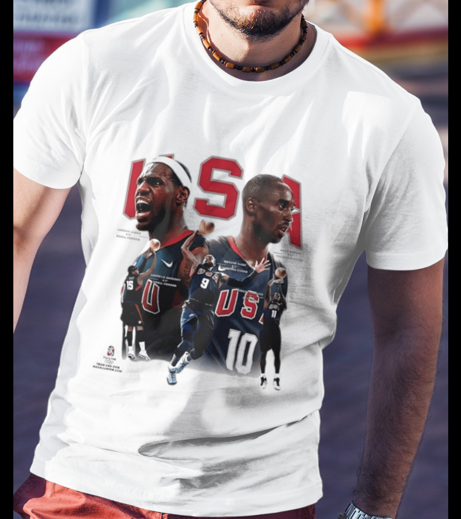 Kobe Bryant LeBron James Dwyane Wade Carmelo Anthony USA Basketball Redeem Team T-Shirt