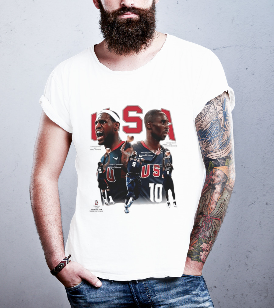 Kobe Bryant LeBron James Dwyane Wade Carmelo Anthony USA Basketball Redeem Team T-Shirt