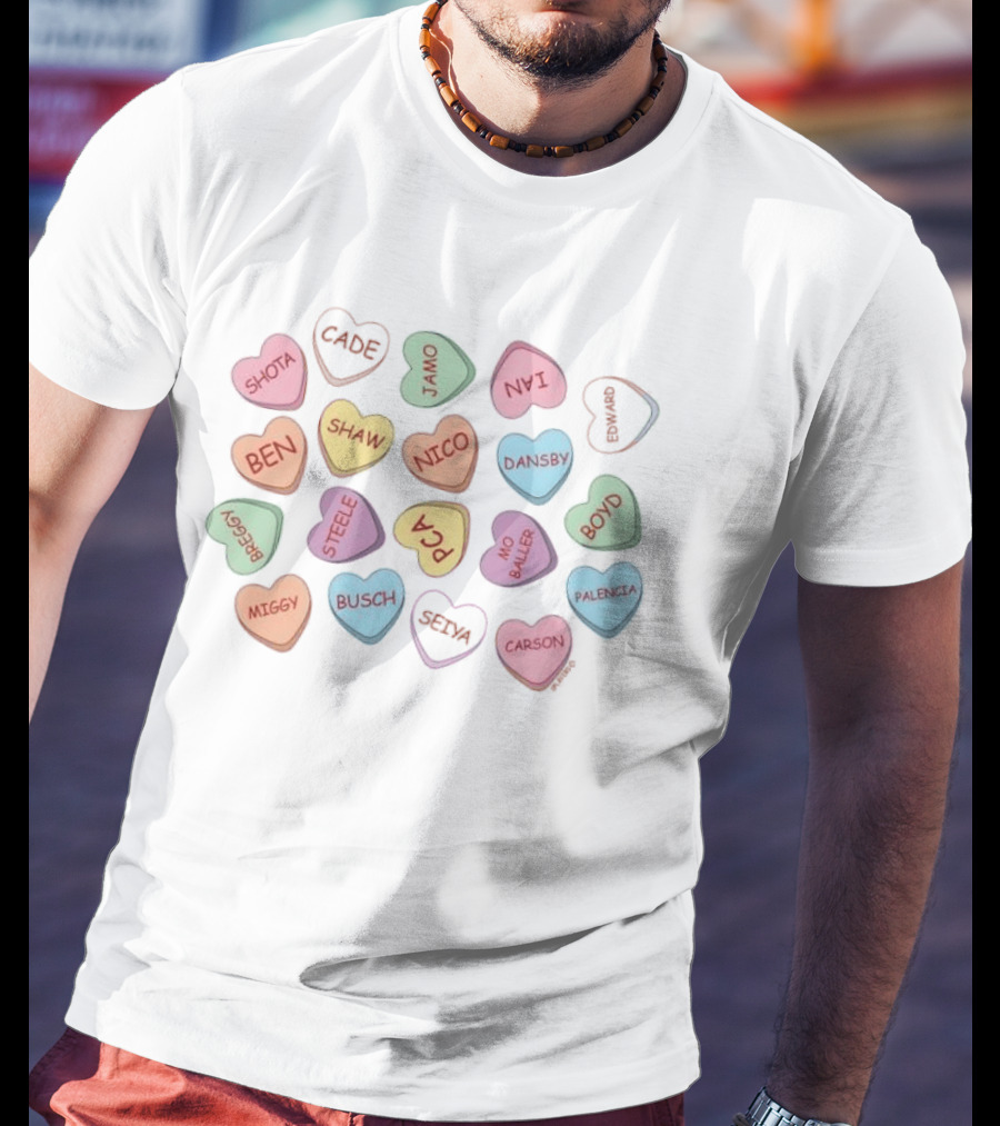 Shota Cade Ben Shaw Jamo Ian Nico Dansby Edward Boyd Breggy Steele PCA Miggy Busch Seiya Ow Baller Carson Palencia Candy Hearts T-Shirt