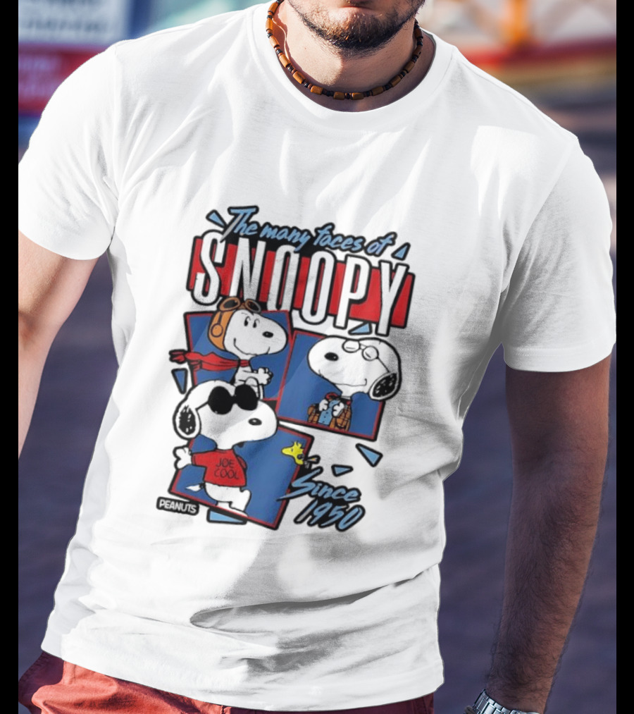 The Many Faces Of Snoopy Joe Cool Aviator Since 1950 T-Shirt