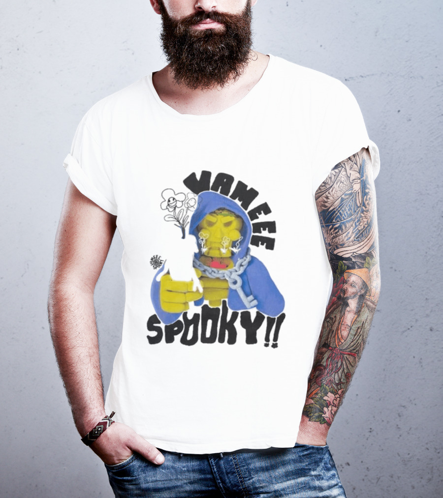 Vameee Spooky Skeleton In Blue Hood With Chains T-Shirt