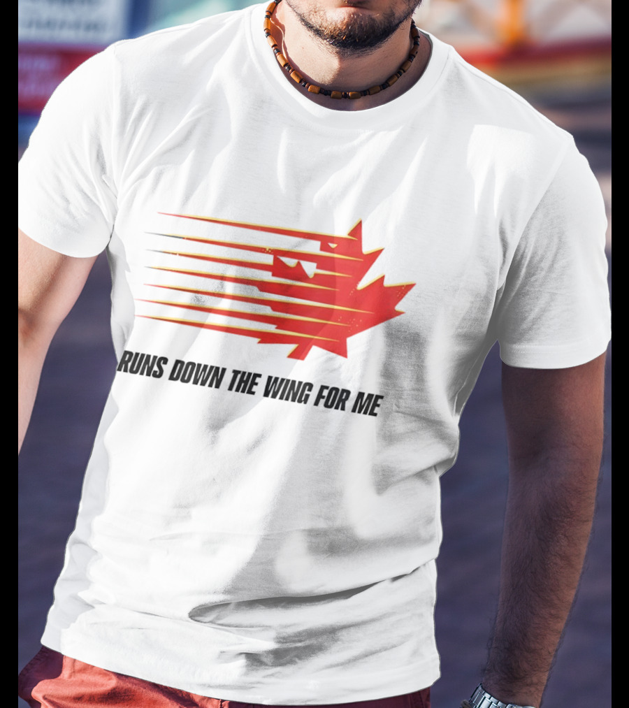 Runs Down The Wing For Me Red Streaks Maple Leaf T-Shirt