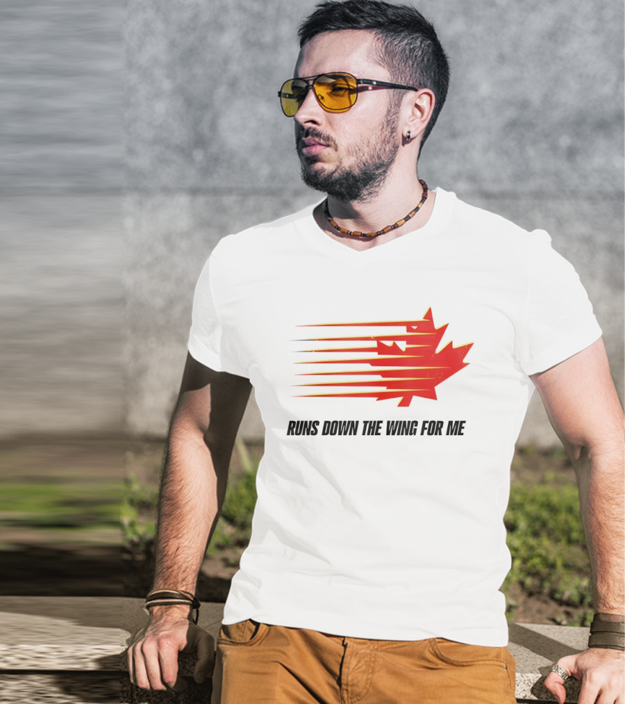 Runs Down The Wing For Me Red Streaks Maple Leaf T-Shirt