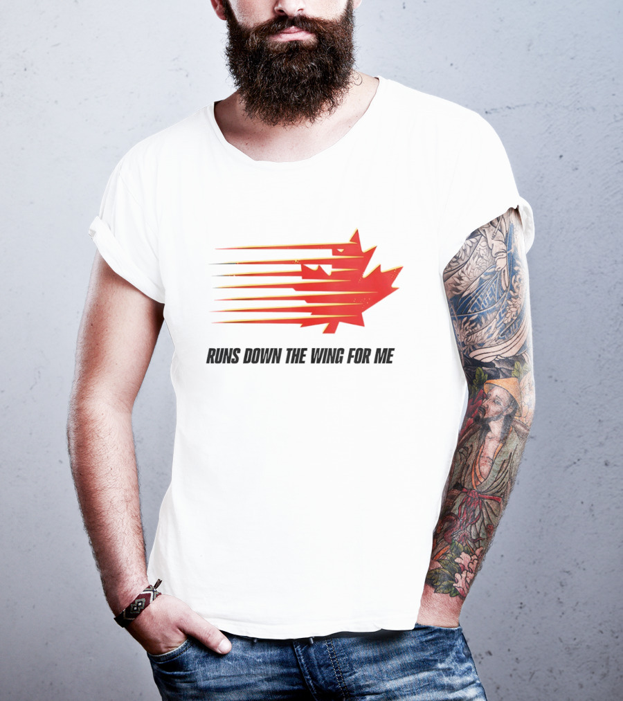 Runs Down The Wing For Me Red Streaks Maple Leaf T-Shirt