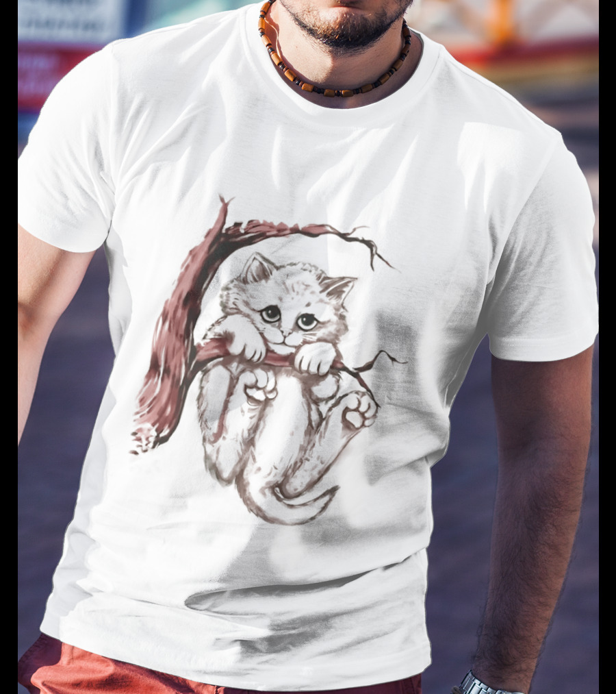 Hang In There Baby Cat On A Branch T-Shirt